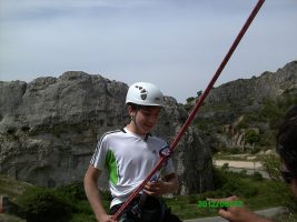 Cóndor con arneses y cuerdas